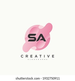 SA Initial Letter Logo Symbol Design Template Elemente mit Welle bunt Kunst.
