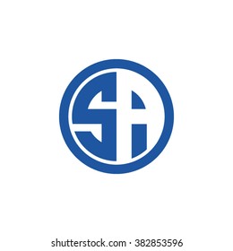 SA initial letters circle business logo blue