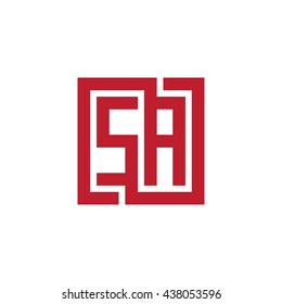 SA initial letters looping linked square logo red