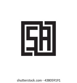 SA initial letters looping linked square monogram logo