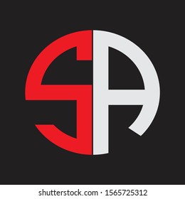 SA Initial Logo design Monogram Isolated on black background