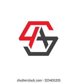 AS SA initial logo, hexagon S shape logo red