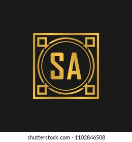 SA initial logo. Luxury ornament crown logo.