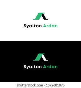 sa initial logo, s initial logo, a initial logo with building rooftop look, green accent make it look more eco friendly for environment, suitable for your real estate mortgage building company, vector