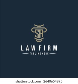 SA initial monogram logo law firm with pillar design