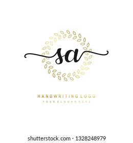 SA initial signature logo. handwriting logo template vector,
