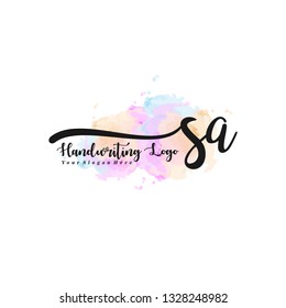 SA initial signature logo. handwriting logo template vector,