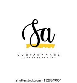 SA initial signature logo. handwriting logo template vector,