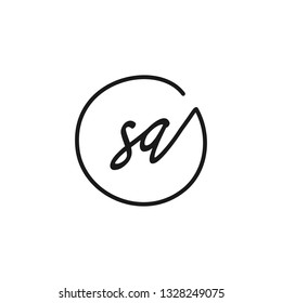 SA initial signature logo. handwriting logo template vector,