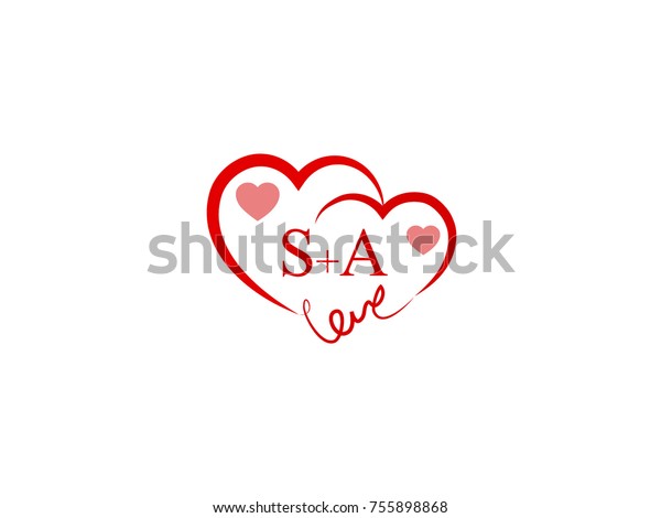 Sa Initial Wedding Invitation Love Logo Stock Vector Royalty Free