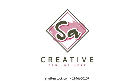 SA Initials, handwriting logo vector