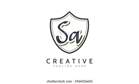 SA Initials, handwriting logo vector
