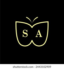SA Iniciales Lujo Mariposa logo Ilustración vectorial