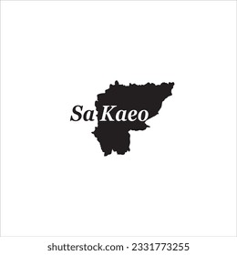 Mapa de Sa Kaeo y diseño de letras negras sobre fondo blanco