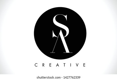 SA Letter Design Logo with Black and White Colors Trendy Vector Illustration. 
