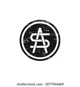 Logo de diseño de letras SA con círculo.