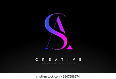 Concepto de icono de logotipo de diseño de letras AS con tipo de letra serif y estilo clásico elegante con ilustración vectorial.