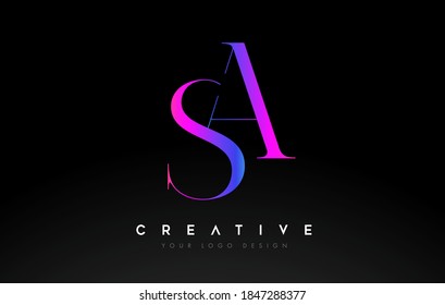 SA letter design logo logotype icon concept with serif font and classic elegant style look vector illustration.