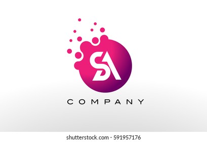 SA Letter Dots Logo Design with Creative Trendy Bubbles and Purple Magenta Colors.