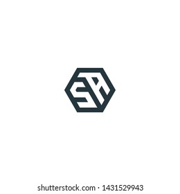 SA AS Letter with hexagon shape logo design inspiration