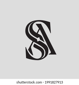 SA AS Letter Linked Luxury Premium Logo. Vector Modern Trendy Typography and Black Colors logo.