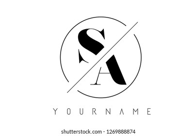 SA Letter Logo with Cutted and Intersected Design and Round Frame Vector Illustration