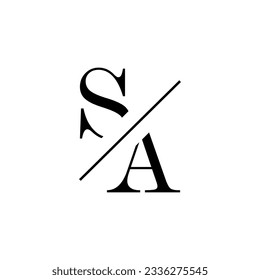 SA Letter Logo with Cutted and Intersected Design and Round Frame Vector Illustration