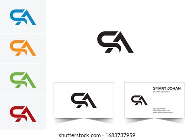 SA Letter Logo Design mit kreativer, moderner, trendiger Typografie und schwarzen Farben.