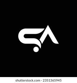 Diseño de logotipo de carta SA con tipografía moderna creativa y colores negros.