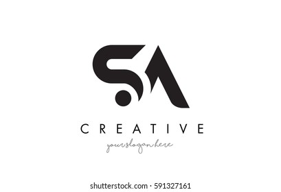 SA Letter Logo Design with Creative Modern Trendy Typography and Black Colors.