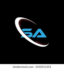 Logo-Design des SA-Briefes Initials SA Logo verbunden mit Kreis- und Großbuchstabe Monogramm Logo. SA Typografie für Technologie, Wirtschaft und Immobilien Logo-Design