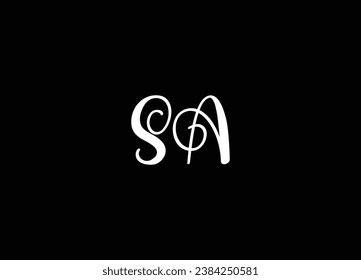 Diseño del logotipo de la carta SA y logotipo en monograma