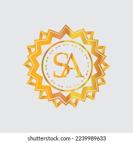 Design-Vorlage für das SA-Logo. Goldenes Logo-Design