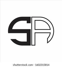 SA Letter logo monogram with oval shape negative space design template white background