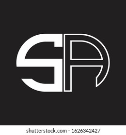 SA Letter logo monogram with oval shape negative space design template