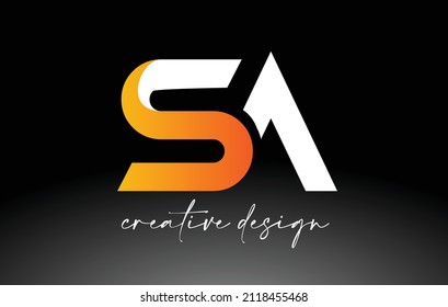 SA-Letter-Logo mit weißen goldenen Farben und minimalistischer Design-Symbol Vektorgrafik