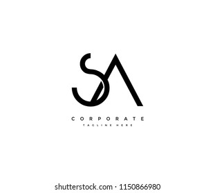 SA AS Letter Minimal Monogram Linked Logotype