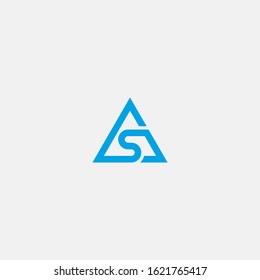 AS or SA letter monogram logo in monoline style