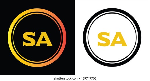 SA letters icon design template elements in abstract background logo, design identity in circle, alphabet letter