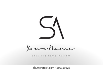 SA Letters Logo Design Slim. Simple and Creative Black Letter Concept Illustration.