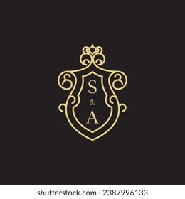 SA line vintage initial logo in high quality professional design that will print well across any print media