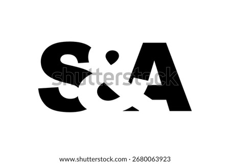SA logo design in bold style. Black white identity symbol. Modern typography emblem. Corporate branding icon. Minimal business template.