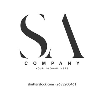 SA logo design. Initial letter s and a serif font style. Creative classic company name typography. Trendy logotype or identity. Vector illustration.