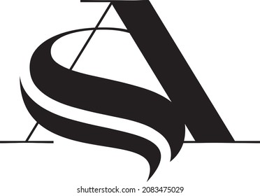 AS SA Logo. Ursprüngliches Vintage-Design für Buchstaben