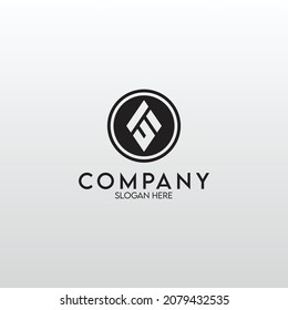 Logo de SA. Vector de diseño de letras con colores negros.