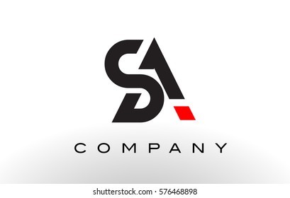 SA Logo.  Letter Design Vector with Red and Black Colors.