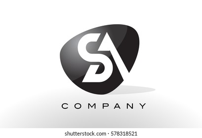 SA Logo. Letter Design Vector with Oval Shape and Black Colors.