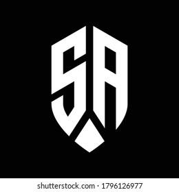monograma de logotipo con plantilla de diseño de estilo de escudo de emblema