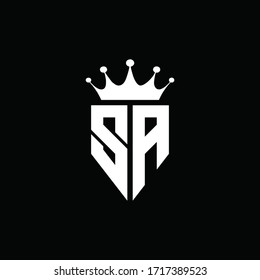 SA logo monogram emblem style with crown shape design template