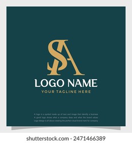 SA o AS logo monograma emblema estilo con forma de corona diseño Plantilla